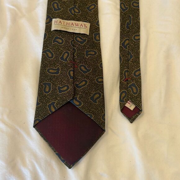 Hathaway Men’s Tie - 100% Silk - green/blue - Picture 5 of 7